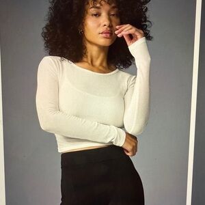 ALO Yoga Ivory Gather Long Sleeve Top